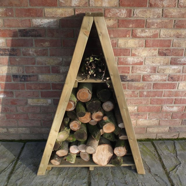 3 x 2 Shire Overlap Small Triangular Log Store - Pressure Treated - with logs insitu