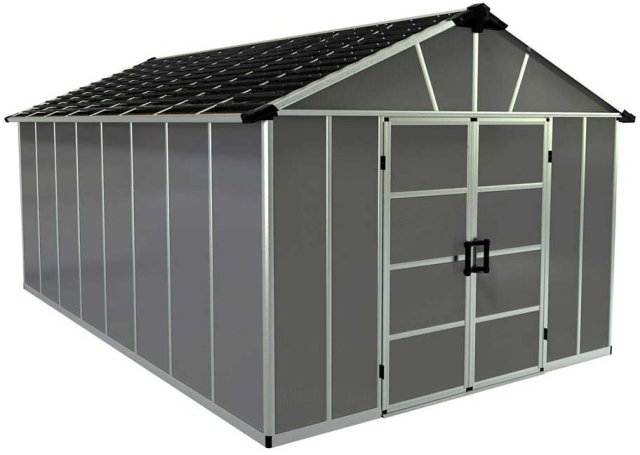 11 x 17 Palram Yukon Plastic Apex Shed - Dark Grey - Isolated