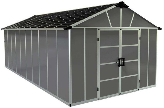 11 x 21 Palram Yukon Plastic Apex Shed - Dark Grey - Isolated