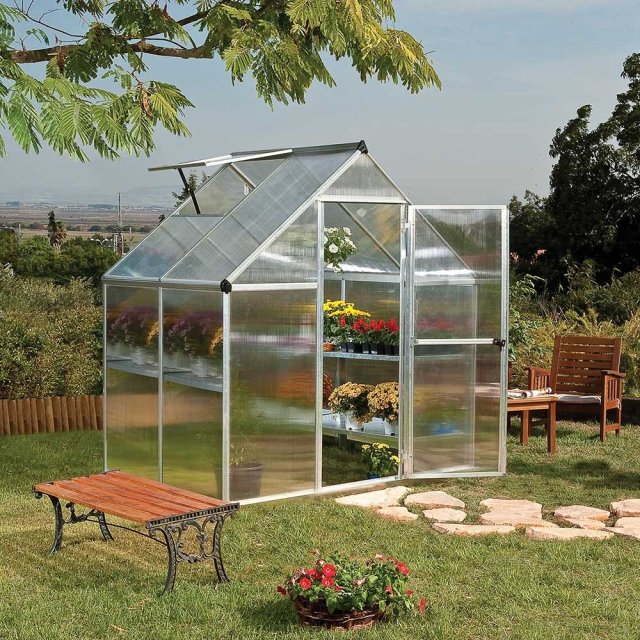 6 x 4 Palram Mythos Greenhouse in Silver