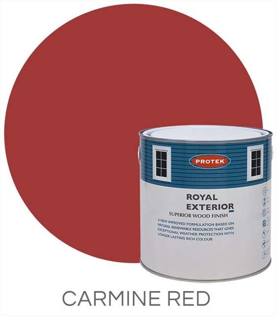 Protek Royal Exterior Paint 2.5 Litres - Carmine Red Colour Swatch with Pot