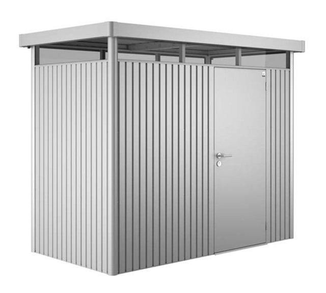 9 x 5 (2.75m x 1.55m) Biohort HighLine H1 Metal Shed - Single Door - Metallic Silver