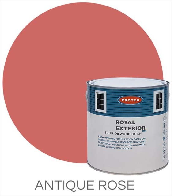 Protek Royal Exterior Paint 1 Litre - Antique Rose Colour Swatch with Pot