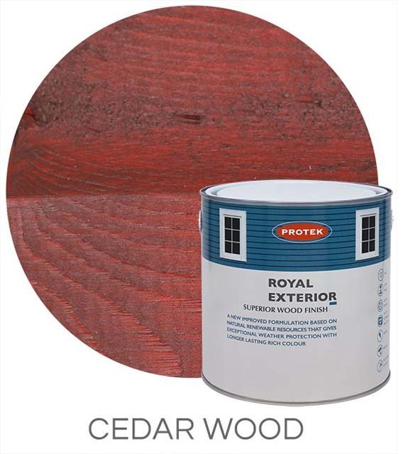 Protek Royal Exterior Paint 1 Litre - Cedar Wood Colour Swatch with Pot