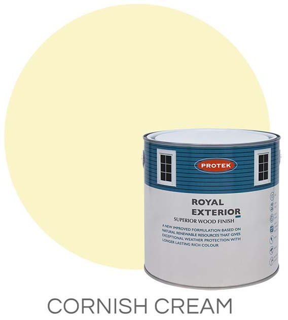 Protek Royal Exterior Paint 1 Litre - Cornish Cream Colour Swatch with Pot