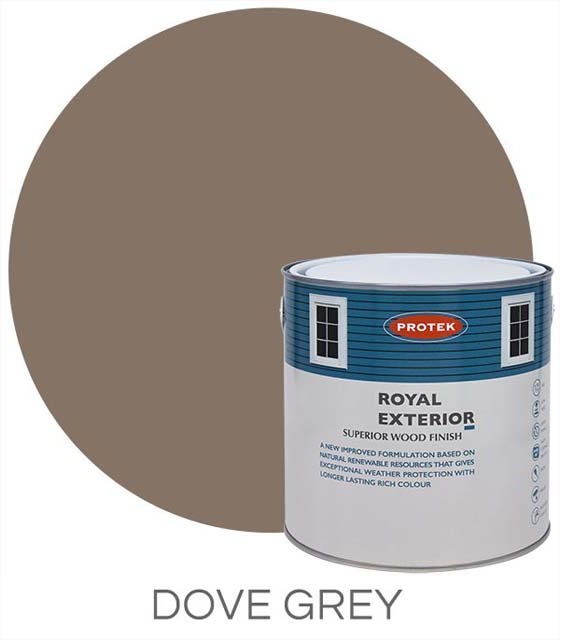 Protek Royal Exterior Paint 1 Litre - Dove Grey Colour Swatch with Pot