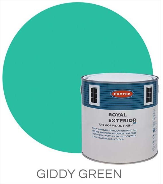 Protek Royal Exterior Paint 1 Litre - Giddy Green Colour Swatch with Pot