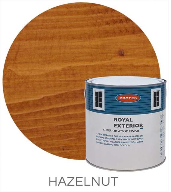Protek Royal Exterior Paint 1 Litre - Hazelnut Colour Swatch with Pot