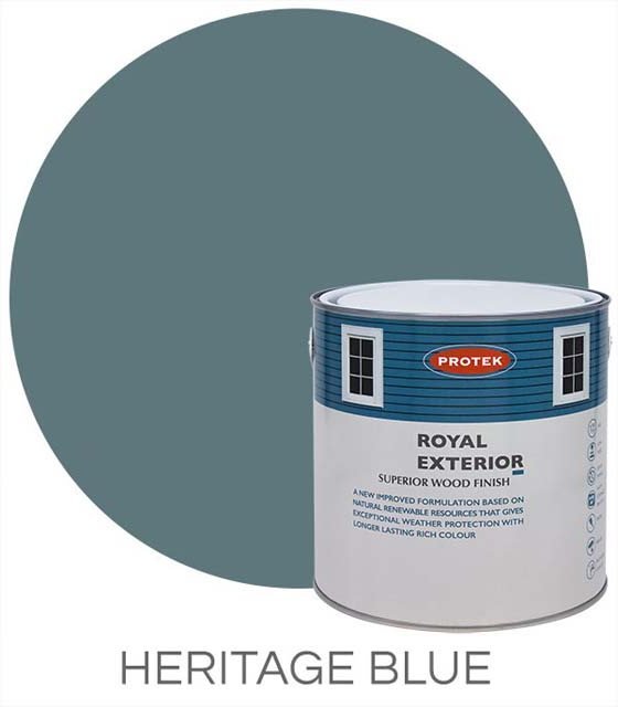 Protek Royal Exterior Paint 1 Litre - Heritage Blue Colour Swatch with Pot