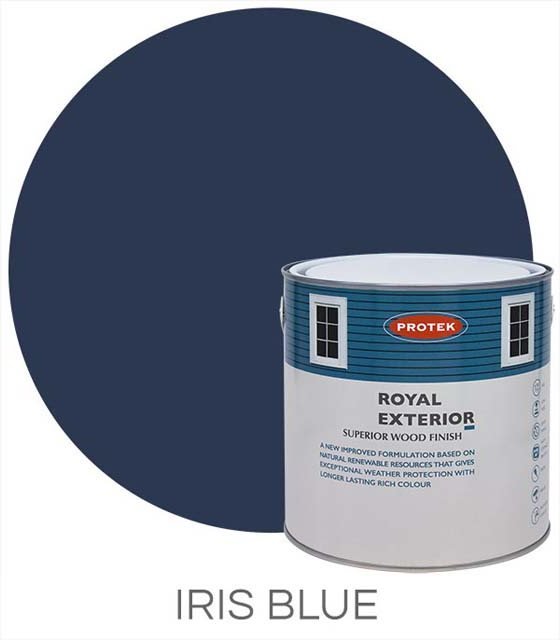 Protek Royal Exterior Paint 1 Litre - Iris Blue Colour Swatch with Pot