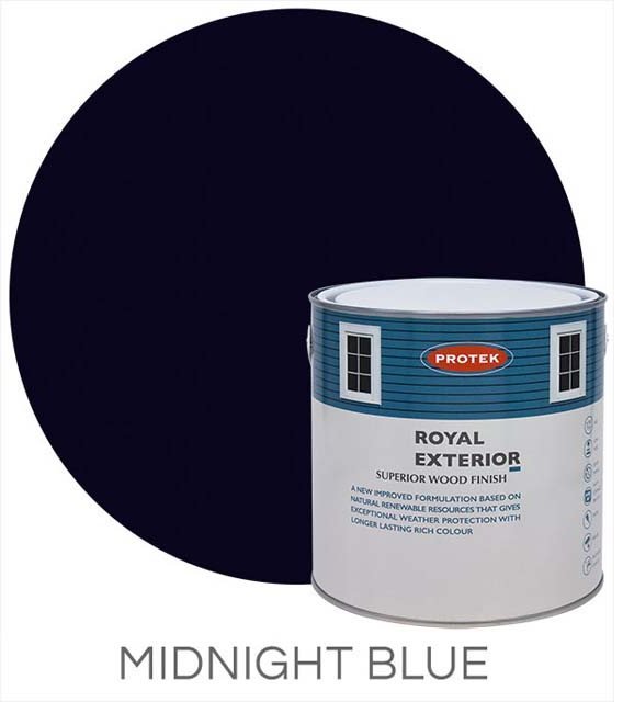 Protek Royal Exterior Paint 1 Litre - Midnight Blue Colour Swatch with Pot