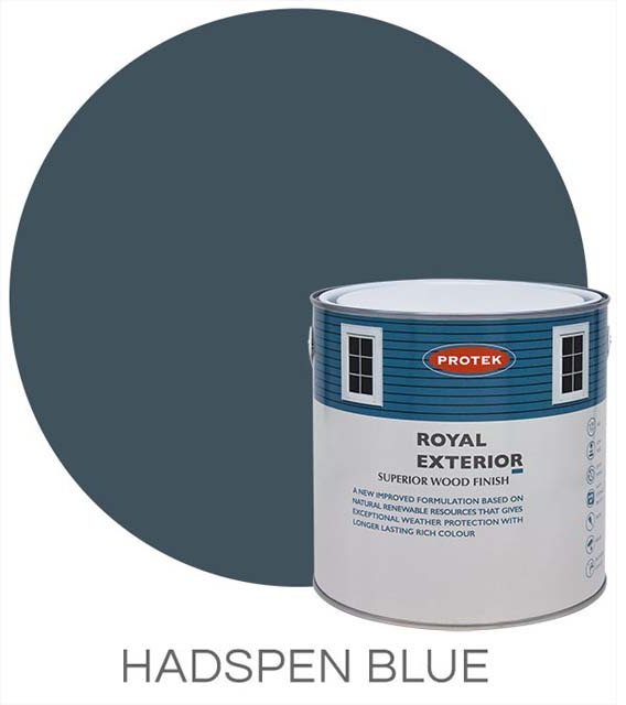 Protek Royal Exterior Paint 2.5 Litres - Hadspen Blue Colour Swatch with Pot
