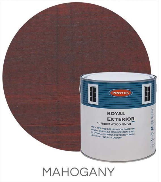 Protek Royal Exterior Paint 2.5 Litres - Mahogany Colour Swatch with Pot