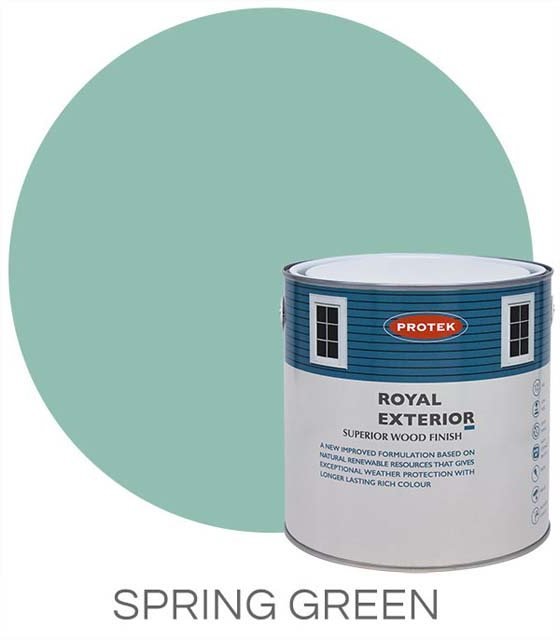 Protek Royal Exterior Paint 2.5 Litres - Spring Green Colour Swatch with Pot