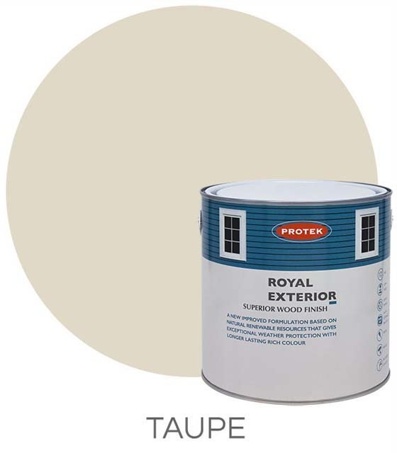 Protek Royal Exterior Paint 2.5 Litres - Taupe Colour Swatch with Pot