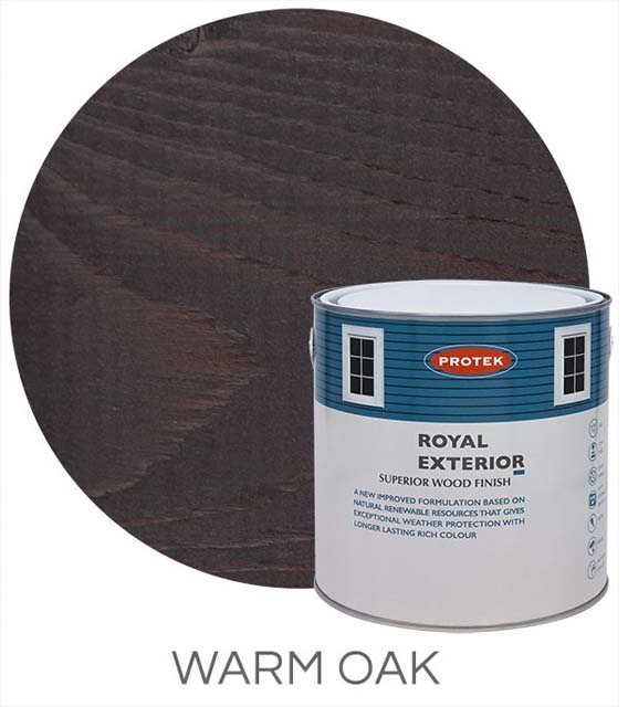 Protek Royal Exterior Paint 2.5 Litres - Warm Oak Colour Swatch with Pot