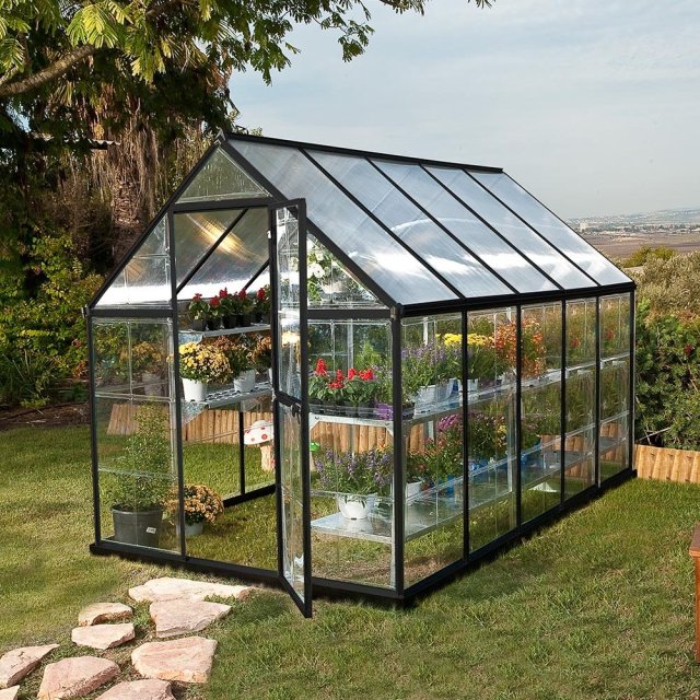 6 x 10 Palram Hybrid Greenhouse in Grey