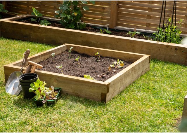 3x3 Forest Caledonian Small Raised Bed - Pressure Treated - insitu