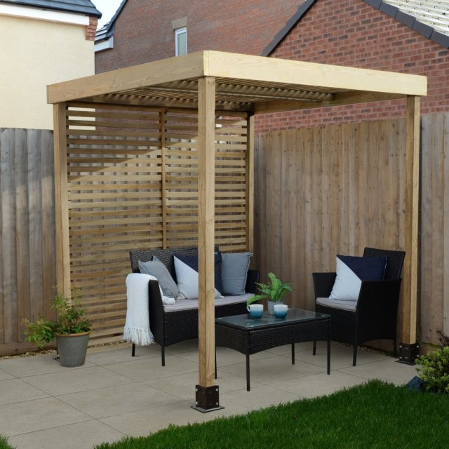 Forest Garden Modular Pergola with 1 Side Panel - Pressure Treated