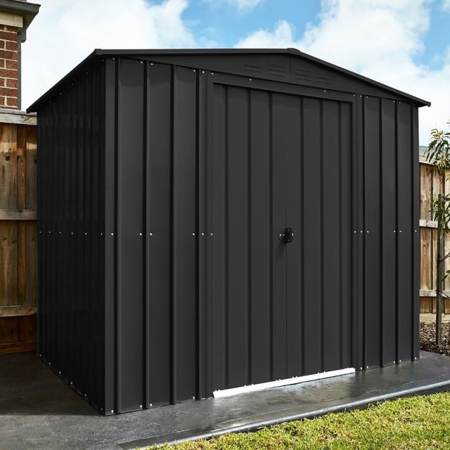 insitu image of the 8x3 Lotus Metal Shed in Anthracite Grey