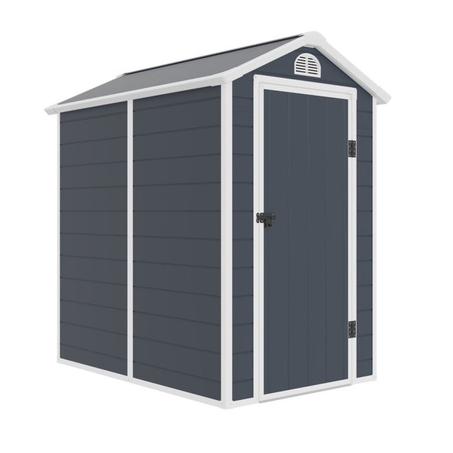 4x6 Jasmine Plastic Apex Shed - Dark Grey - insitu