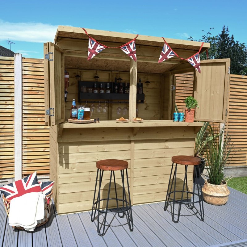 6x3 Forest Shiplap Pent Garden Bar - Pressure Treated - in situ, plain timber