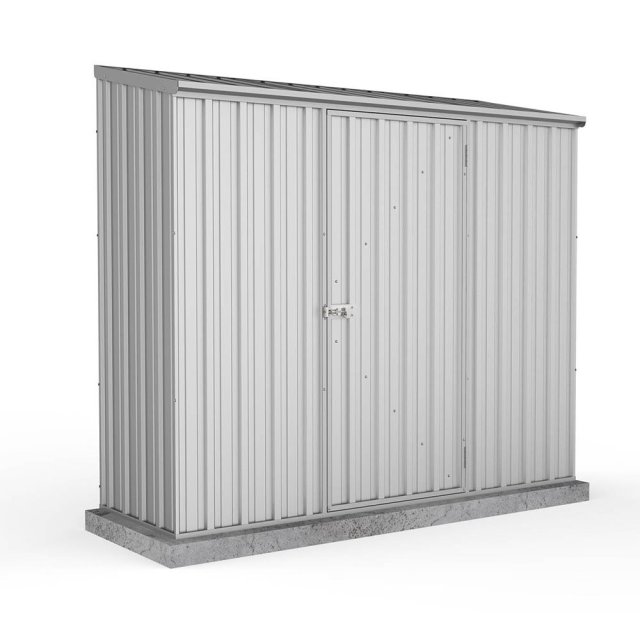 7x3 Mercia Absco Space Saver Pent Metal Shed in Zinc - isolated with door closed