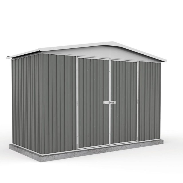 10x5 Mercia Absco Regent Metal Shed in Woodland Grey - isolated with double doors closed