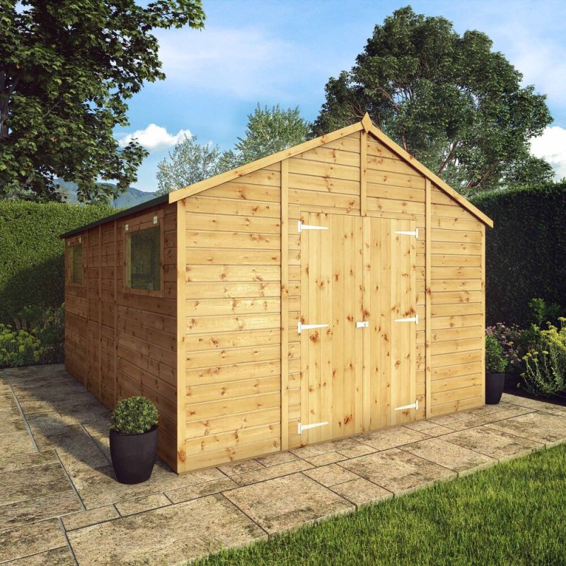 14x10 Mercia  Mercia Premium Shiplap Apex Workshop - in situ, angle view
