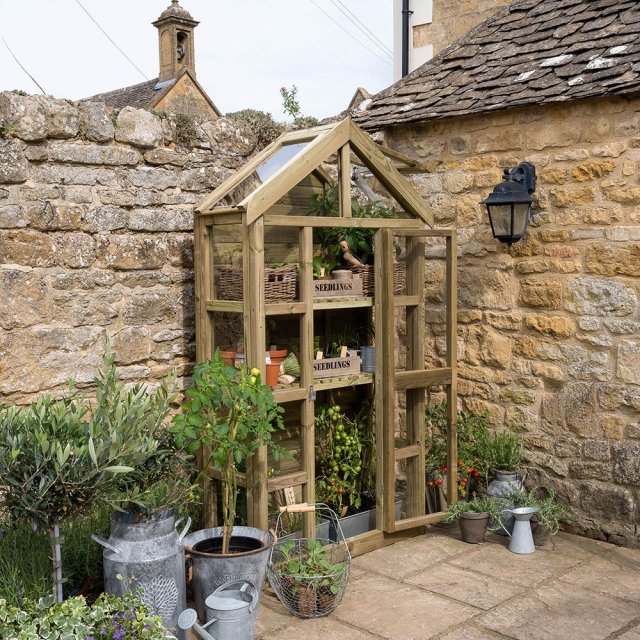 Forest Georgian Tall Wall Greenhouse with Auto Vent - natural and insitu