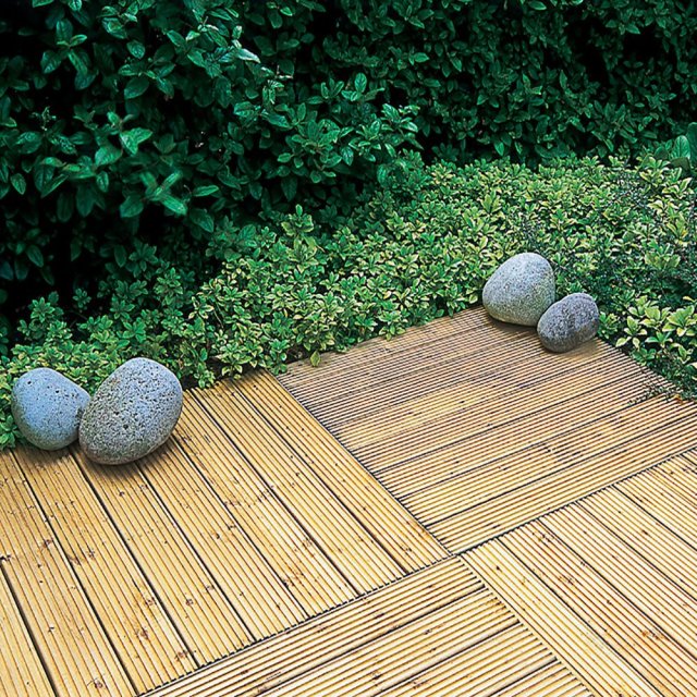 Forest Patio Deck Tile  - Pressure Treated 60cmx60cm (4 Pack) - insitu