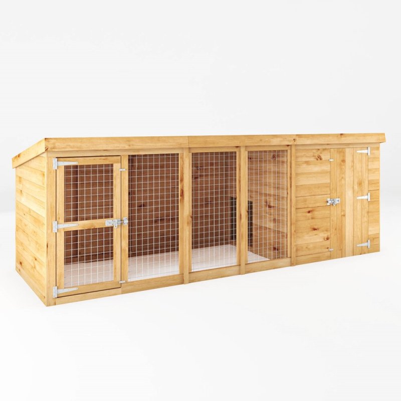 12 x 4 Mercia Shiplap Berkshire Dog Kennel & Run elbec garden buildings