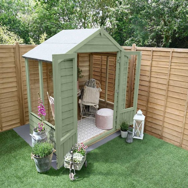 6 x 4 Forest Oakley Summerhouse - Pressure Treated - painted and decorated inside and out with acces