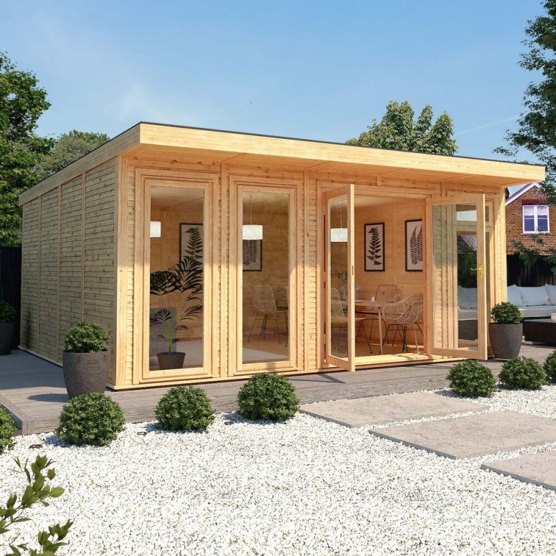 The Mercia Edwinstowe Insulated Garden Room 5m x 4m - in situ, angle view