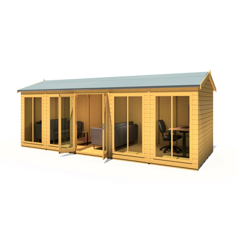 20x8 Shire Mayfield Summerhouse - Angle View - Doors open