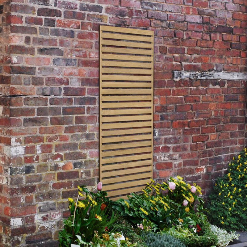 2ft High Forest Slatted Trellis - With Background, Angle View