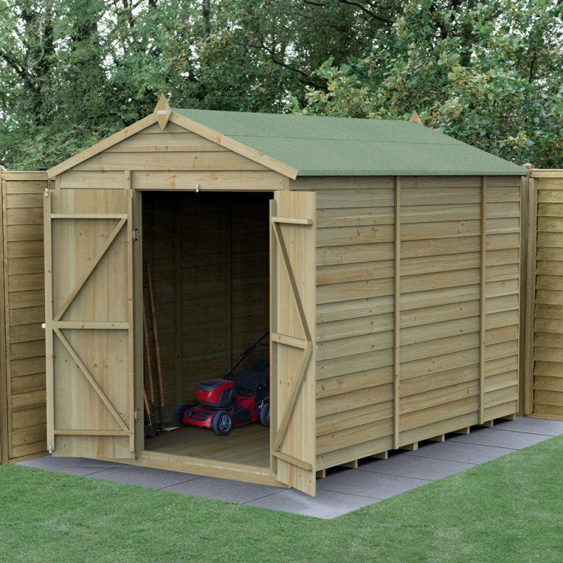 6x10 Forest 4Life Overlap Windowless Apex Shed with Double Doors - with doors open