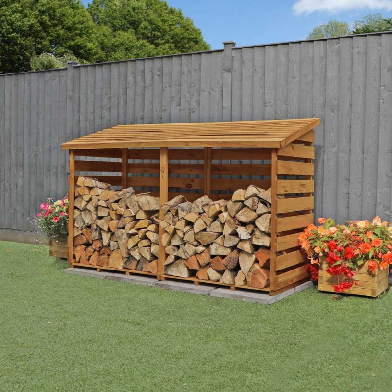 6x3 Mercia Double Log Store - Pressure Treated - insitu angled view