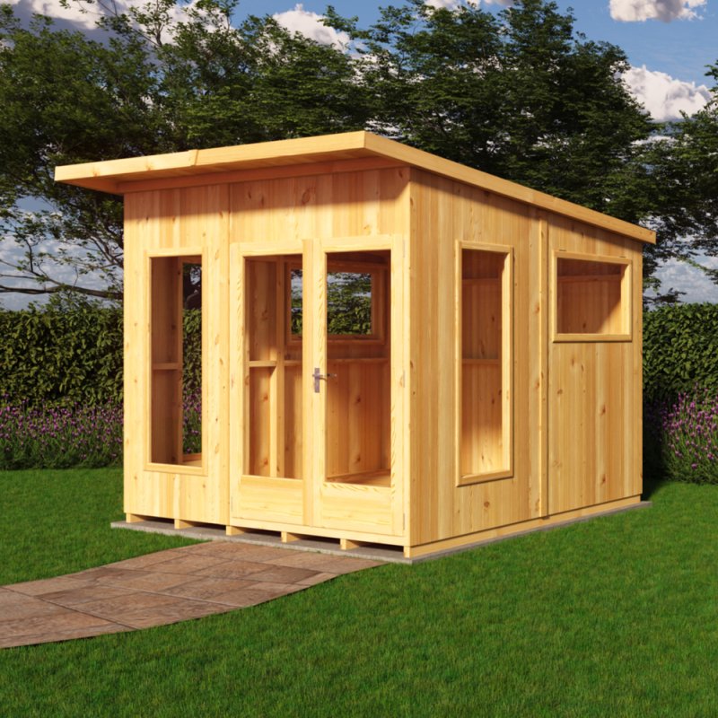 Shire Miami 8x10 Summerhouse - in situ, angle view