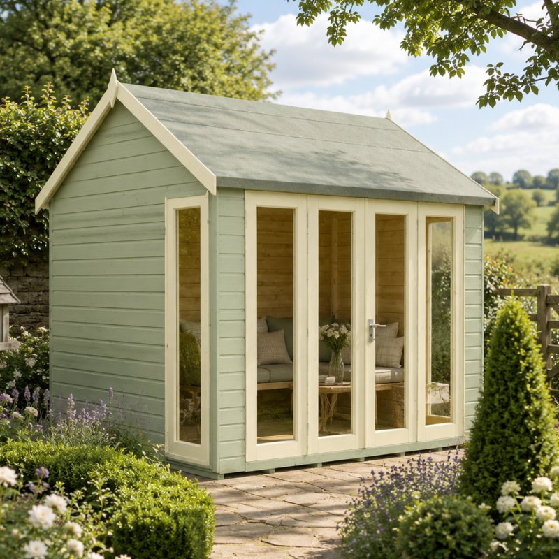 8 x 8 Shire Gold Blenheim Summerhouse - In Situ