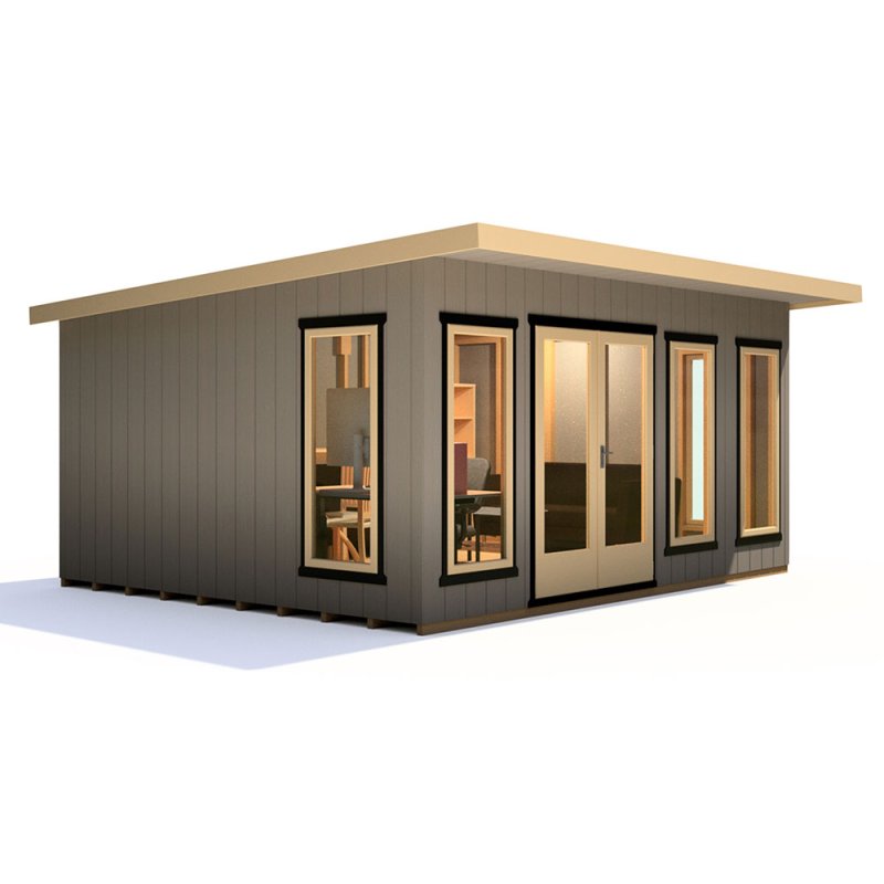 16 x 12 Shire Cali Insulated Garden Office - In Situ, Doors Closed