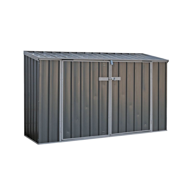 7'5x2'5 Mercia Absco Metal Bike Shed in Woodland Grey  - doors closed