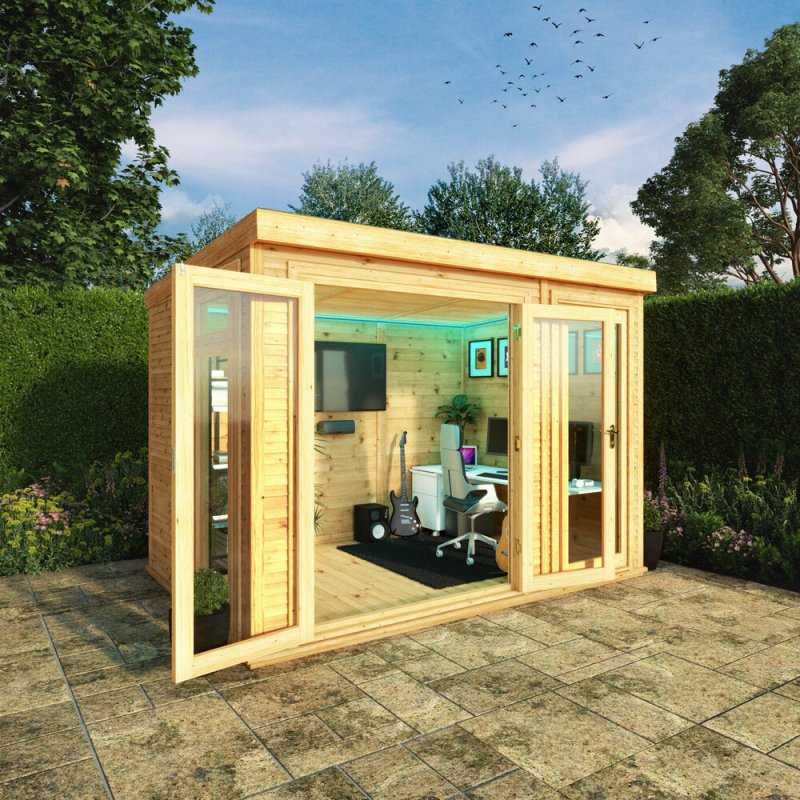 3.00m x 2.00m Mercia Self Build Insulated Garden Room - in situ,doors open