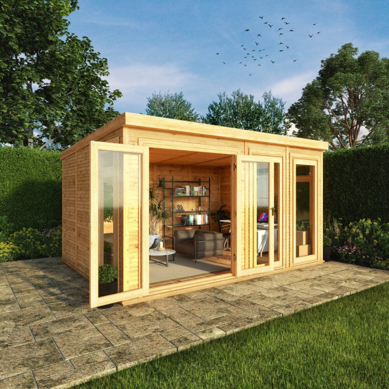 4.00m x 3.00m Mercia Self Build Insulated Garden Room - in situ, doors open