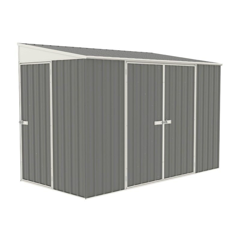 10 x 5 Mercia Absco Metal Bike Shed in Woodland Grey - isolated angle view