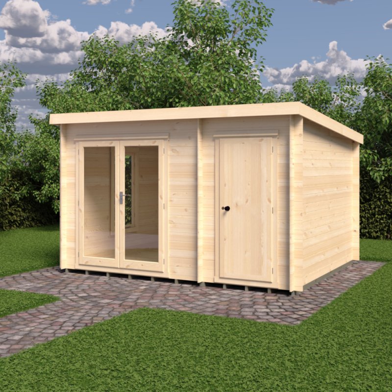 10Gx12 Shire Elm Log Cabin with Side Shed in 19mm Logs - 10Gx12 Shire Elm Log Cabin with Side Shed in 19mm Logs
