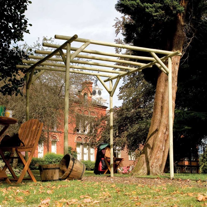 Grange Rustic Rose Wooden Pergola - in garden setting