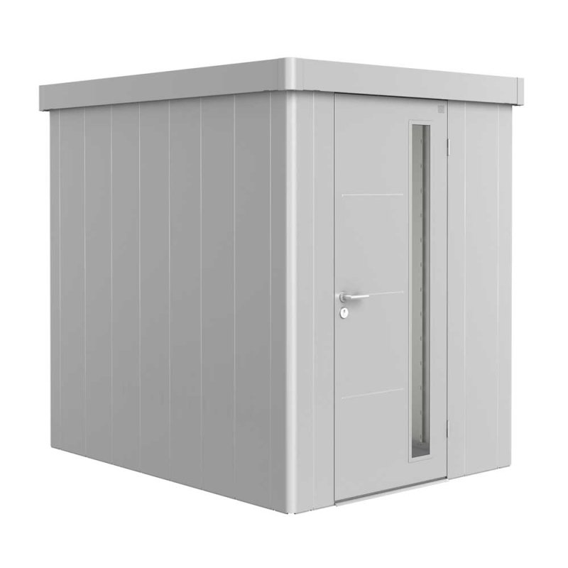 6x8 Biohort Neo 3A Metal Shed - Single Door, in metallic silver