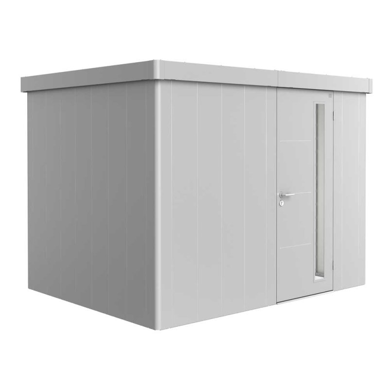 10x8 Biohort Neo 2C Metal Shed - Single Door in metallic silver