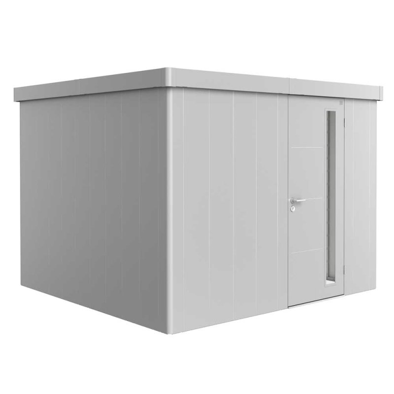 10x10 Biohort Neo 3C Metal Shed - Single Door in metallic silver